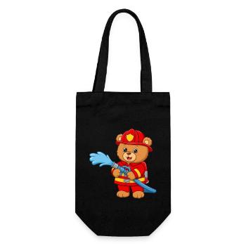 Teddy bear firefighter with hose - Gift Bag for Bottles - black - Front