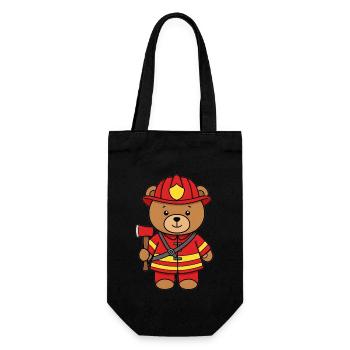 Teddy Bear Firefighter - Gift Bag for Bottles - black - Front
