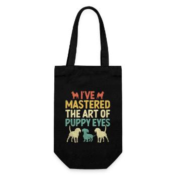 Ich habe die Kunst der Welpenaugen gemeistert - Geschenkbeutel für Flaschen - Schwarz - Vorne