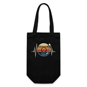 Vinyl Records Heartbeat Music - Gift Bag for Bottles - black - Front