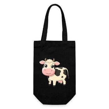 Vache de dessin animé animalier - Sac à bouteille - noir - Devant