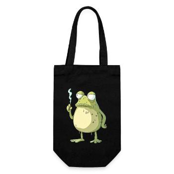 Funny Frog with Joint - Weed Frog Design - Gift Bag for Bottles - black - Front