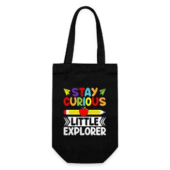 Restez curieux Petit explorateur Professeur d’école - Sac à bouteille - noir - Devant