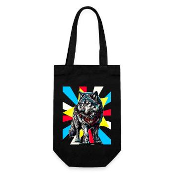 Wolf Wölfe Tattoo - Geschenkbeutel für Flaschen - Schwarz - Vorne