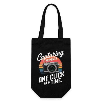 Capturing moments, one click at a time. - Gift Bag for Bottles - black - Front
