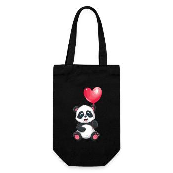 Cute panda with heart balloon design for - Gift Bag for Bottles - black - Front