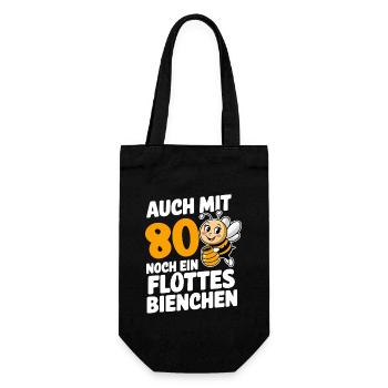 80. Geburtstag 80 Jahre Flottes Bienchen Frau - Geschenkbeutel für Flaschen - Schwarz - Vorne