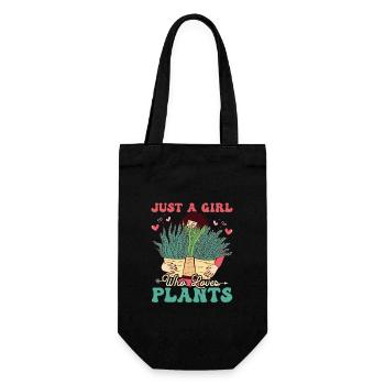 Just A Girl Who Loves Plants Gardening Botanical - Geschenkbeutel für Flaschen - Schwarz - Vorne