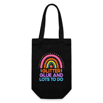 Glitter Glue And Lots To Do School Teacher - Gift Bag for Bottles - black - Front