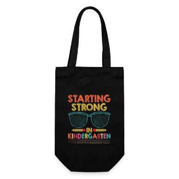 Starting Strong In Kindergarten School Teacher - Gift Bag for Bottles - black - Front