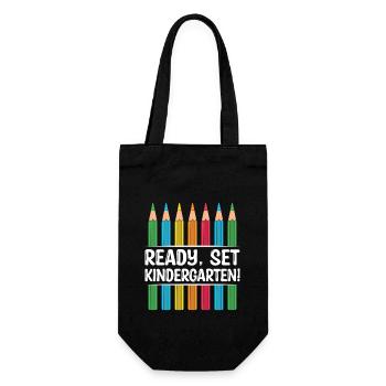Ready Set Kindergarten School Teacher Students - Gift Bag for Bottles - black - Front