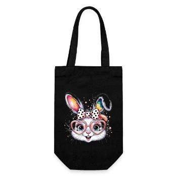 Süßer Hase mit Brille und Schleife - Geschenkbeutel für Flaschen - Schwarz - Vorne
