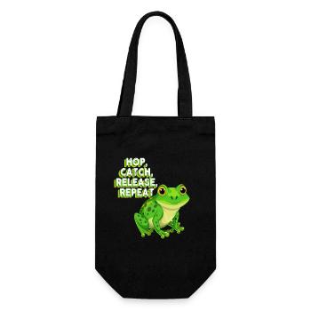 Hop Catch Release Repeat Frosch Humor - Geschenkbeutel für Flaschen - Schwarz - Vorne