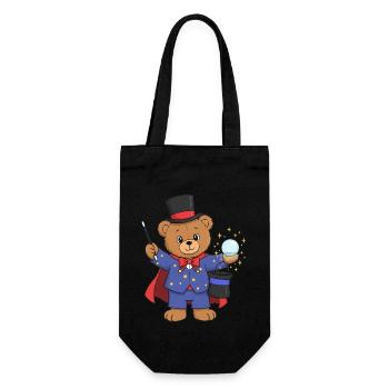 Teddybär Zauberer - Geschenkbeutel für Flaschen - Schwarz - Vorne