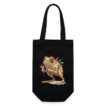 Frosch mit rotem Auge und Cannabisblatt - Geschenkbeutel für Flaschen - Schwarz - Vorne