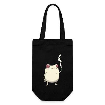 Frosch mit rotem Auge und Cannabisblüte - Geschenkbeutel für Flaschen - Schwarz - Vorne