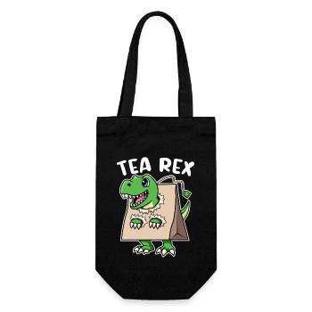 T-Rex Tyrannosaurus Rex Tee Trinker Dino mit Tee - Geschenkbeutel für Flaschen - Schwarz - Vorne