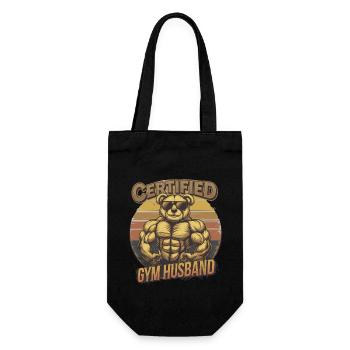 Zertifizierter Fitnessstudio-Ehemann Bär Workout - Geschenkbeutel für Flaschen - Schwarz - Vorne