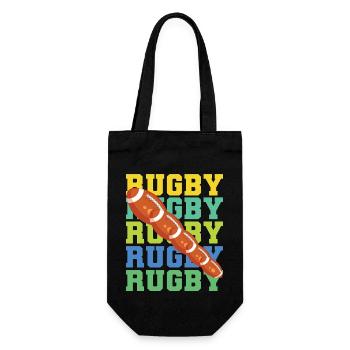 Rugby Ball – Retro Style Sports Design - Gift Bag for Bottles - black - Front