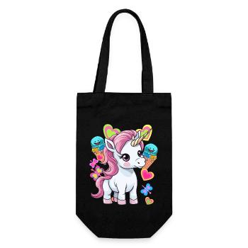 Eis Eiscrem Kinder Kind Sommer Einhorn Baby - Geschenkbeutel für Flaschen - Schwarz - Vorne