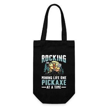 Rocking The Mining Life One Pickaxe At A Time - Geschenkbeutel für Flaschen - Schwarz - Vorne