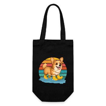 Dog Corgi Dog Friend Retro Dog Lover Funny - Gift Bag for Bottles - black - Front