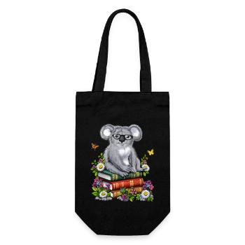 Koala Reading Books - Gift Bag for Bottles - black - Front