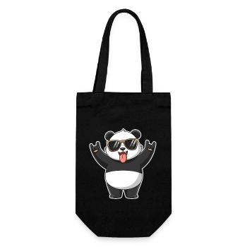 Cooler Rock Panda Mit Sonnenbrille Und Spaßigem - Geschenkbeutel für Flaschen - Schwarz - Vorne