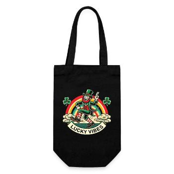 St. Patrick's Day Lucky Vibes Rainbow - Gift Bag for Bottles - black - Front