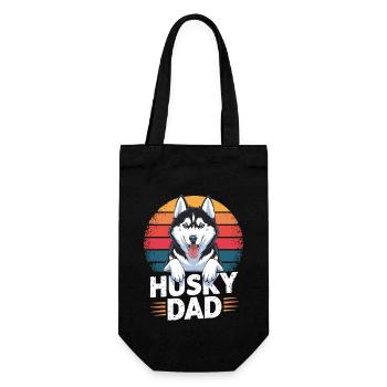 Husky Dad – Geschenk für Husky-Liebhaber - Geschenkbeutel für Flaschen - Schwarz - Vorne