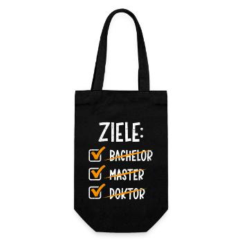 Doktorand ZIELE: BACHELOR MASTER DOKTOR Lustig - Geschenkbeutel für Flaschen - Schwarz - Vorne