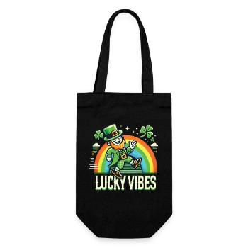 St. Patrick's Day Happy Vibes Rainbow - Gift Bag for Bottles - black - Front