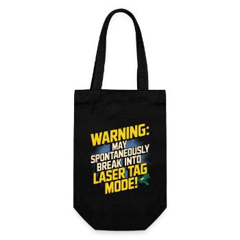 Warning: May spontaneously break into laser tag - Gift Bag for Bottles - black - Front