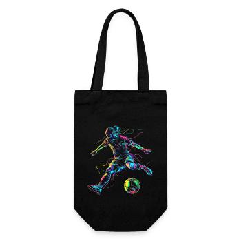 Farbexplosion Fußballer - Dynamisches Design - Geschenkbeutel für Flaschen - Schwarz - Vorne