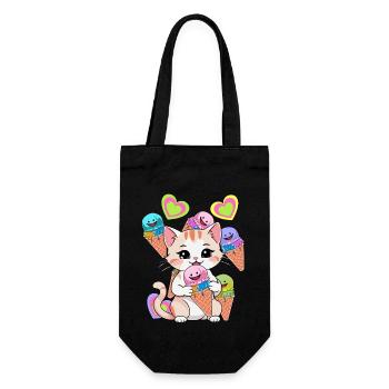 Katze Katzen Eis Kinder Kind Baby Kleinkinder - Geschenkbeutel für Flaschen - Schwarz - Vorne