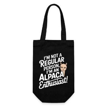 Ich bin kein normaler Mensch, ich bin ein Alpaka-Enthusiast - Geschenkbeutel für Flaschen - Schwarz - Vorne