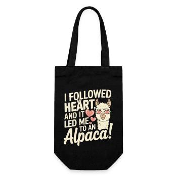 I followed my heart, and it led me to an alpaca! - Gift Bag for Bottles - black - Front