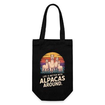 Life is better with alpacas around. - Gift Bag for Bottles - black - Front