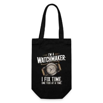 Ich bin ein Uhrmacher: Ich fixiere die Zeit, einen Tick nach dem anderen. - Geschenkbeutel für Flaschen - Schwarz - Vorne