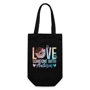 Love someone with autism - Gift Bag for Bottles - black - Front
