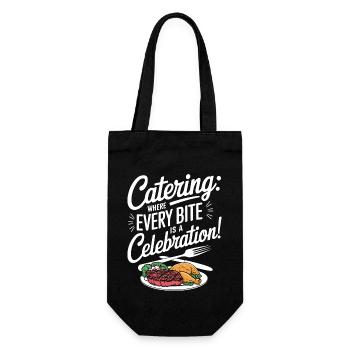 Catering: Wo jeder Bissen ein Fest ist! - Geschenkbeutel für Flaschen - Schwarz - Vorne
