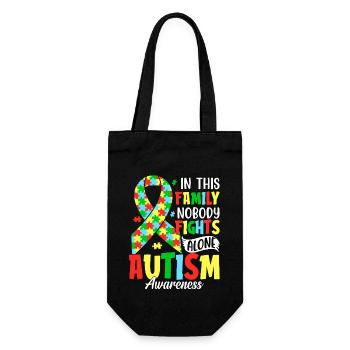 In this family nobody fights alone autism - Gift Bag for Bottles - black - Front
