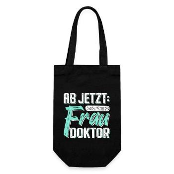 Doktorarbeit AB JETZT BITTE FRAU DOKTOR Lustiges - Geschenkbeutel für Flaschen - Schwarz - Vorne