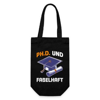 PH.D UND FABELHAFT Doktorand Lustiges - Geschenkbeutel für Flaschen - Schwarz - Vorne