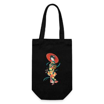 Geisha japonaise traditionnelle à motif floral - Sac à bouteille - noir - Devant