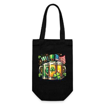St. Patricks Tag Bierfreunde Kleeblatt - Geschenkbeutel für Flaschen - Schwarz - Vorne