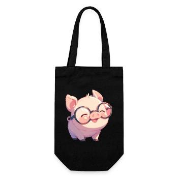 Schweine Schwein - Geschenkbeutel für Flaschen - Schwarz - Vorne
