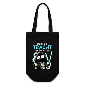 Möge die Tracht mit euch sein – Nerdkatze - Geschenkbeutel für Flaschen - Schwarz - Vorne