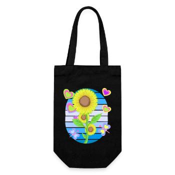 Sunflower Sunflower Retro 80s 90s Vintage - Gift Bag for Bottles - black - Front