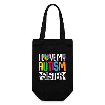 Autism Awareness Gift Brother Sister - Gift Bag for Bottles - black - Front